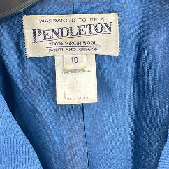 Pendleton Womens Blazer Jacket Coat 3 Button 100% Virgin Wool Blue Size 10 - Picture 7 of 10